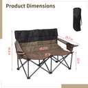 Double Folding Loveseat Camp Chair for Adults - 46.5 in Low-Profile Outdoor Camping Couch with Cup Holders, Two People Heavy Duty Folding Couch, Portable Loveseat for Camping, Patio, Lawn, and Picnic