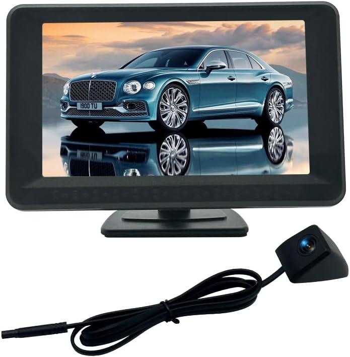 Blind Spot Camera with 5 BSD Monitor Kit, HD 1080P Monitor Side View Camera Kit, Door Tape Mounted Blind Spot Cam Black