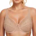 LetsJoli Minimizer Bras for Women Full Coverage Lace Bra Unlined Underwire Bras Plus Size Supportive Bras for Large Bust, 40C