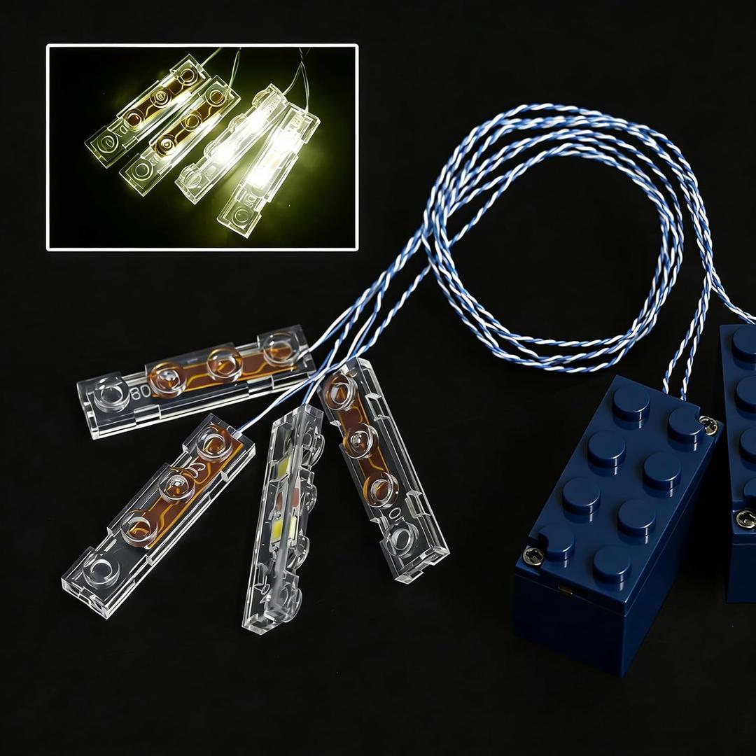 Pamvava Light Up Bricks, 2 Sets 1X4 LED Lighting Kit, Classic DIY Lights Accessories Compatible with Major Brands (Plate-white)