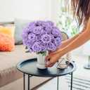 72 Pcs Artificial Roses Light Purple Fake Silk Roses Realistic Roses Faux Flower Indoor Wedding Home Decor, Birthday Decorations