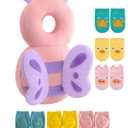 JunNeng Toddler Baby Head Protector Pad for Toddler Walker with Knee Pads&Anti-Slip Socks,Butterfly