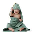 Blissful Diary Muslin Baby Hooded Towel, Soft and Absorbent Bath Towel for Newborn, Infant, Toddler, Unisex, 32x32 - Roguish Dino (1 Pack)