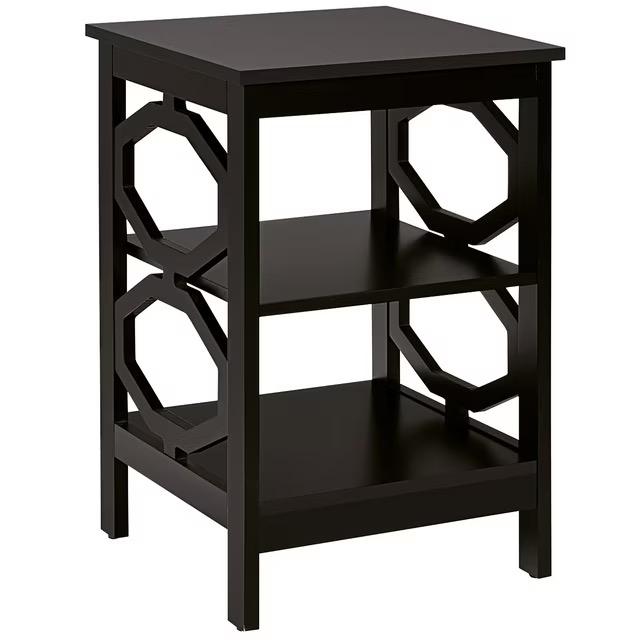 3-tier Nightstand Sofa Side End Accent Table Storage Display Shelf Espresso