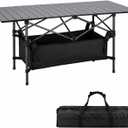 Moosinily Camping Table 4Ft Lightweight Metal Folding Picnic Camp Table Portable Roll-Up Design for Outdoor, Camp, Beach, BBQ, Patio, and Picnic with Carrying Bag 47.2''x21.6''x 19.69''