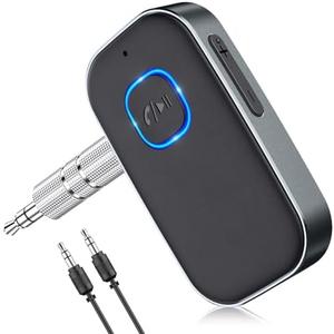 COMSOON Bluetooth Receiver for Car, Noise Cancelling 3.5mm AUX Bluetooth Car Adapter, Wireless Audio Receiver for Home Stereo/Wired Headphones, Hands-Free Call, 16H Battery Life - Dark Gray