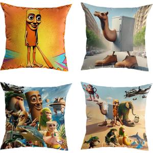 Christmas Decorations Italian Brainrot Pillow Covers Set of 4 Double-Sided Print Christmas Pillow Covers 18"x18" Holiday Decor Throw Cushion Case Set of 4 Itlian Brainrot Home Decorations for Home