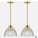 Fivemengo 2 Pack Glass Pendant Lights Kitchen Island 8.7 Inches Modern Gold Glass Pendant Light Fixtures Brass Hanging Lighting for Kitchen Over Sink Dining Room Bedroom E26
