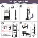 3-in-1 Folding Hand Trucks, 600Lbs Convertible Hand Truck Dolly, Heavy Duty Convertible Dolly with Retractable Handle and 4 Rubber Wheels, Collapsible Cart for Moving Office/Home/Warehous(Black)