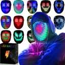 MEGOO Led Mask with Gesture Sensing Transforming,Light Up Luminous Digital Glow Mask for Halloween Rave Dj Party Masquerade
