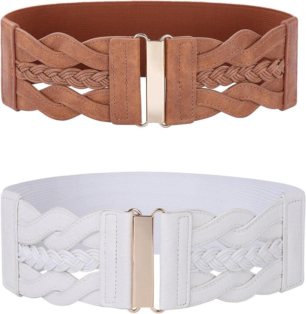 GRACE KARIN Women's Elastic Wide Belts Vintage Stretchy Belt Retro Fashion Cinch Belts for Dresses, Medium