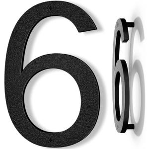 10 Inch Black House Numbers for Outside, Large Floating Home Address Numbers, Modern Outdoor House Number for Wall Street Garage Gate (6)