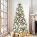 DWVO Illuminated Snowy Pampas Christmas Tree, Natural-Looking Flocked Tree 6ft with 30 Plumes, 355 PE Branch Tips, and 400 Lights for Workplace, Home, and Celebration Embellishment