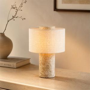 Luxury Marble Table Lamp Rechargeable Touch Lamp, Travertine