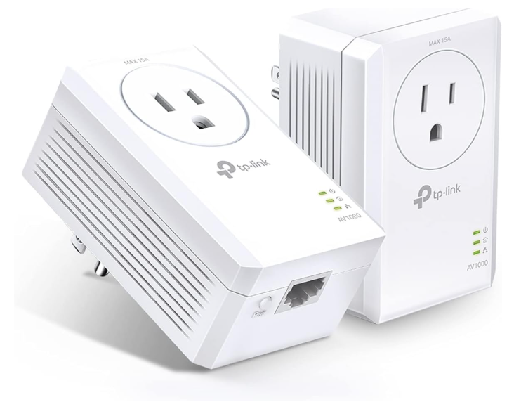 TPLink AV1000 Powerline Ethernet Adapter Kit (TLPA7017P KIT)  Passthrough, Noise Filtering, Gigabit Port, Plug Pair & Play, Network Adapter, Free Expert Support
