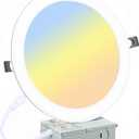 8 Inch LED Recessed Lighting with Junction Box Ultra-Thin, 3000K/4500K/6000K Selectable, 8" Dimmable Canless LED Downlight, 1800LM CRI80 High Brightness 5%-100% Recessed Light (1 Pack) (White)