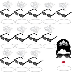 Jutom 36 Pcs 1920s Themed Party Set Vintage Sunglasses Crowns Princess Tiaras Necklaces Flapper Accessories for Breakfast Birthday Bachelorette Gatsby Party Cosplay Halloween Decoration