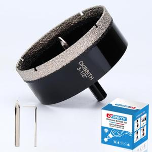 3-1/2" Diamond Hole-Saw Bits with Pilot Drill Bit 3-1/2 in Diamond Tipped Tile Hole Saws with Guiding Bit for Accurate Drilling, for Porcelain Tile Ceramic Pottery Granite Stone Glass Bottles 90mm