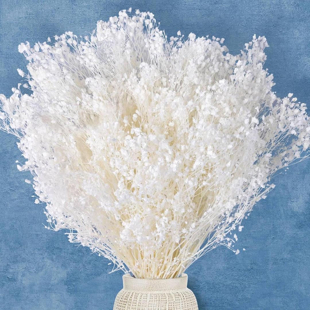 7000+ Ivory White Dried Baby's Breath Flowers Bulk - 17 inches 100% mini Natural Dried Flowers, Suitable for Wedding Decoration, Home Decoration, DIY Crafts, Wreath Flowers, DIY fillers