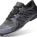 DREAM PAIRS Boys Girls Indoor Turf Soccer Cleats Lace Up Athletic Youth Futsal Football Shoes for Little/ Big Kid, Size 13 Little Kid, Black/ Dark Grey/ White, SDSO2413K