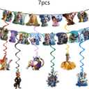 68PCS Zootopia2 Party Tableware Set, Including 6 Hanging Swirls, 1 Tablecloth (71''x42''), 20 7-inch Plates, 20 9-inch Plates, 20 Napkins, 1 Banner Zootopia Themed Birthday Party Decoration Supplies