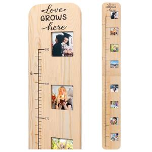 Garybank Solid Wood Growth Chart for Kids with Picture Frames, Height Measurement Ruler Milestone Markers, Foldable Kids Height Wall Chart, Christmas Keepsake Gift for Toddler Boy Girl Room Wall Decor, ‎27.5 x 7 x 1.5 inches