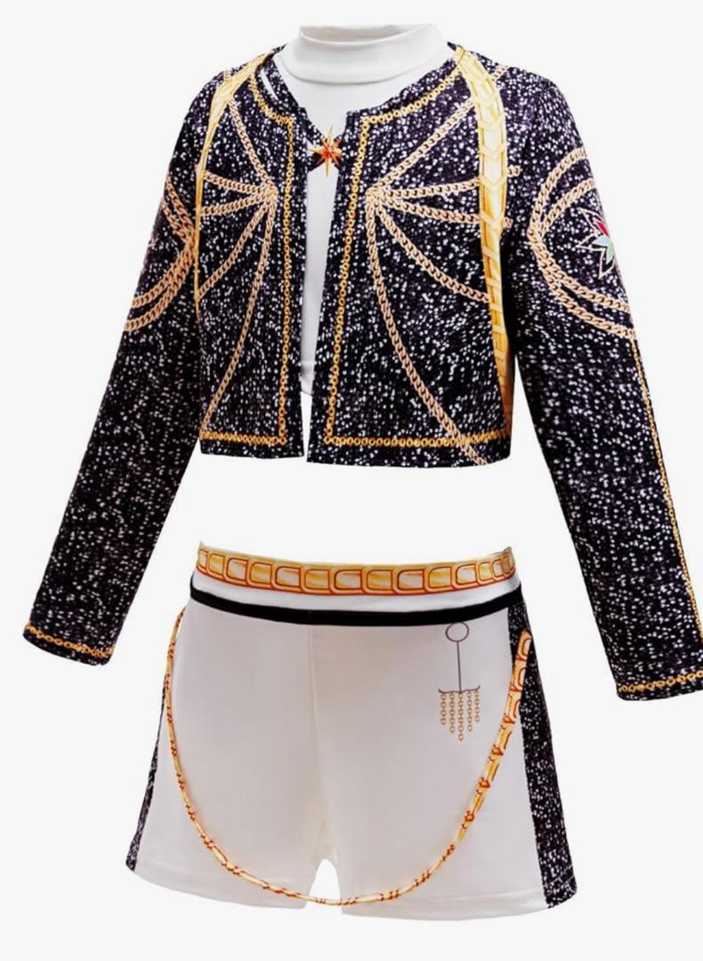 WOPLAY Girls Singer Costume Kids Costumes Outfit Anime Suits Movie Idol Teens Costumes for Birthday Stage Performance 9-10Y