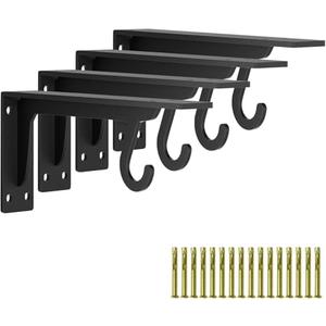 10 Inch Heavy Duty Wall Mounted Closet Shelf Brackets Supports 400lbs, for Closet/Garage/Outdoor 4 pcs (Missing 1 Pc)