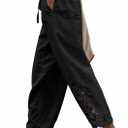 Acelitt Women Casual Lightweight Drawstring Elastic Waist Pants with Pockets, (Black, L)
