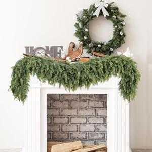 Sggvecsy 6Ft Christmas Cedar Garland Real Touch Artificial Pine Cypress Realistic Greenery Garland for Table Wall Mantle Indoor Fireplace Home Holiday Winter Xmas Decoration (1 Pack)