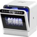 Countertop Dishwasher, Portable Dishwasher with 5L Built-in Water Tank, 5 Programs with 40 dB, 360° Dual Spray, 6 Full Accessories for Homes, Apartments and RVs