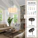 VILUXY Modern Fabric Pendant Light 23.6 Large Chandelier with Linen Flower Lampshade 3-Light Dining Room Light Fixture Farmhouse Hanging Ceiling Chandelier for Bedroom Kitchen Living Room Foyer