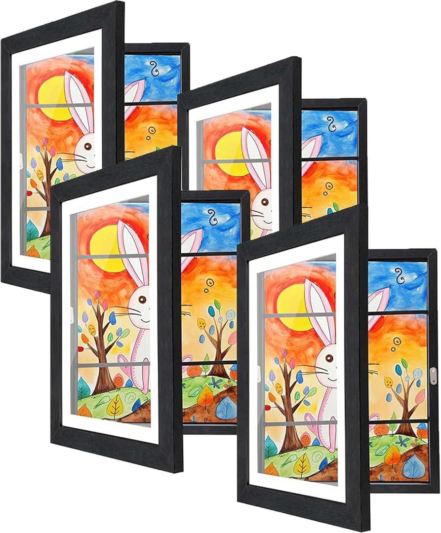 [4-Pack] Kids Artwork Frames Changeable, 11.8 x 8.3-IN Frames for Kids Artwork, Front Opening Picture Frames, Home Decor, Up to 150 Pcs of Kids Art Frame, Craft Storage, Hanging Wall Decor, for 3D Pictures, Crafts, Children Drawing, Hanging Art, Portfolio, White