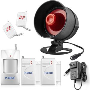 KERUI Home Security System Indoor Outdoor Weather-Proof Siren Window Door Sensors Motion Sensor Alarm with Remote Control More DIY, Wireless House Hotel Garage Shop Burglar Door Alarm, NO WIFI/GSM/APP