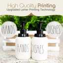Modern Farmhouse Ceramic Dishes and Hands Soap Dispenser Set for Kitchen | Stainless Steel Pumps | 14oz, White Bottles | Kitchen Dcor for Counter
