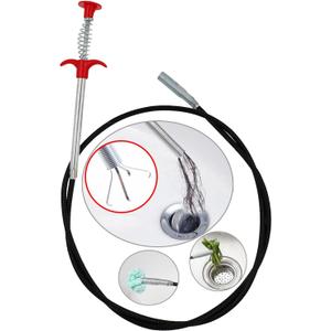 Drain Snake Drain Clog Remover Flexible Grabberable Pick Up Cleaning Tool Reacher Claw Stick, Drain Auger Grab Trash Hairs from Drain,Sink,Bathroom Tub Toilet Hose (118.1 Inch Drain Snake)