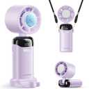 KIMMOO Handheld Portable Turbo Fan with Ice Cooler, Powerful 21000 RPM, Speed (1-199), Up to 14Hrs Cooling, Rechargeable Personal Fan, Small Pocket Hand Fans for Travel/Outdoor/Home/Office (Purple)