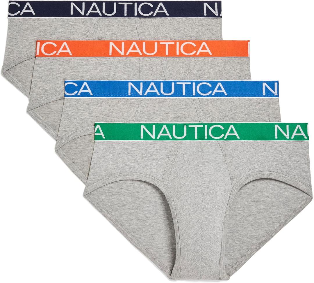 Nautica Men's 4 Pack Classic Cotton Stretch Briefs (Blue, S)