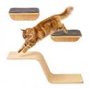 Cat Wall Shelves for Cat Wall Steps, Perch, Ladder, Wooden Floating Modern Mounted Space Saving Furniture with Scratching Cushion Removal Cover for Climbing, Jumping and Sleeping (Steps & Slide)