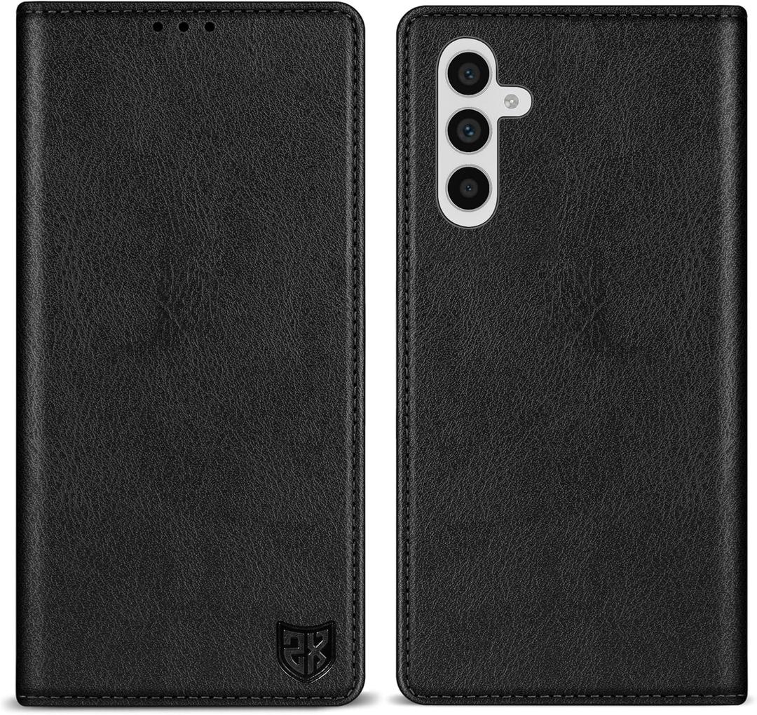 ZZXX for Samsung Galaxy A35 Wallet Case with [RFID Blocking] Card Slot Stand Strong Magnetic Leather Flip Fold Protective Phone Case for Samsung Galaxy A35 Case Wallet(Black-6.6 inch)