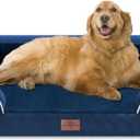 Comfort Expression Orthopedic Dog Bed for Extra Large Dogs 42x30 Inch, Waterproof Egg Crate Foam XL Pet Bed with Removable Bolsters, Dog Couch with Washable Cover & Non-Slip Bottom, Navy Blue