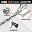 Stainless Steel Cable for Railing - 1000FT 1/8" T316 Wire Rope Cable for Deck Railings System Kit