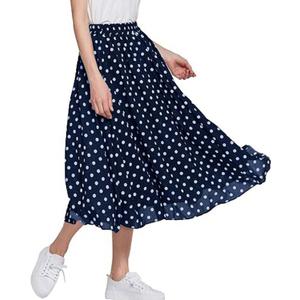 CHARTOU Women's Casual Contrast Polka Dot Chiffon Bohemia Swing Beach Midi A-Line Skirts