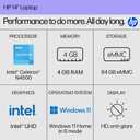 HP 14 inch Laptop, HD Display, Intel Celeron N4500, 4 GB RAM, 64 GB eMMC, Intel UHD Graphics, Windows 11 Home in S Mode, Natural Silver, 14-dq3500nr