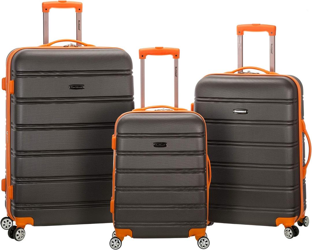 Rockland Melbourne Hardside 3 Piece Expandable Spinner Wheel Luggage Set, (20"/24"/28"), Charcoal