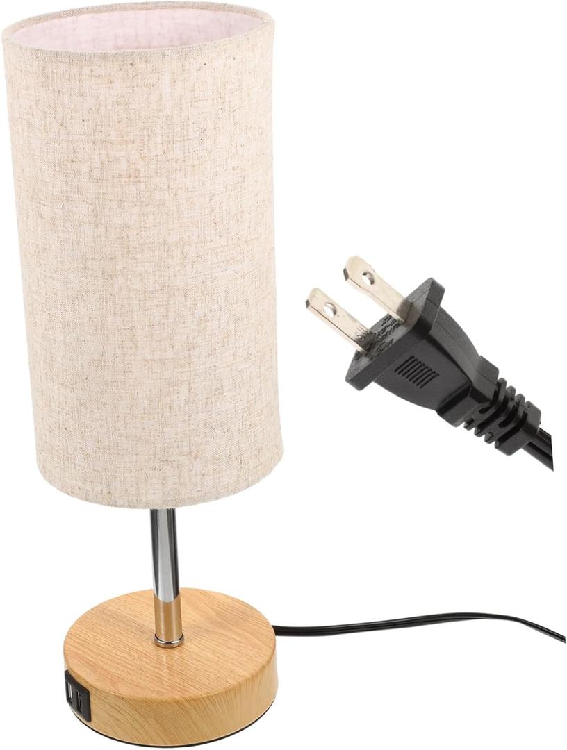 Touch Dimmable Lamp Fabric Lampshade Table Lamp USB Ports for Bedroom Living Room Office Decorative Us Plug