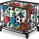 Houseables Ball Cart, Ball Storage, Basketball Cart, Basketball Storage Bin, Sports Equipment Organizer, Holder Cage with Wheels, Volleyball, Gym, Recess, Soccer, Playground, PE, Large Metal Basket