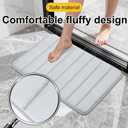 Memory Bath Mat Rug, 23.6x15.7 Inches, Comfortable, Soft, Non-Slip, Super Absorbent, Quick Drying Bathroom Rug for Floor, Tub & Shower, Machine Washable, Thick1 Piece- Striped Gray (1'4" x 1'11" (Rectangular))