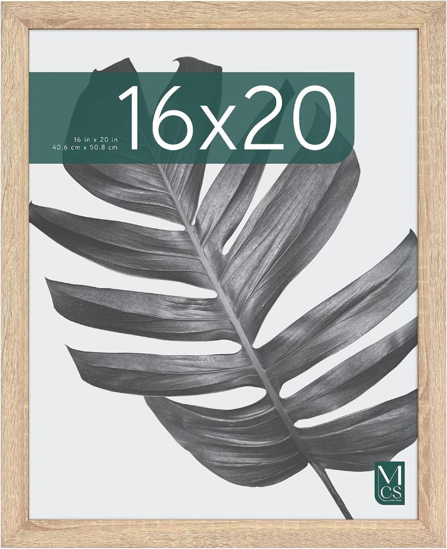 MCS Studio Gallery 16x20 Poster Frame Natural Woodgrain Engineered Wood, Vertical & Horizontal Wall Hanging Large Picture Frame for Photos, Posters & Art Prints (1-Pack)