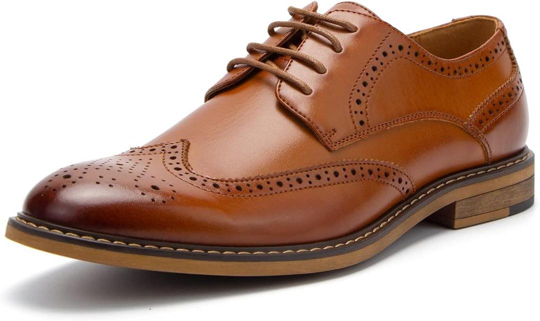 Temeshu Men's Dress Shoes Casual Oxford Shoes Business Formal Shoes DS09 Brown 9